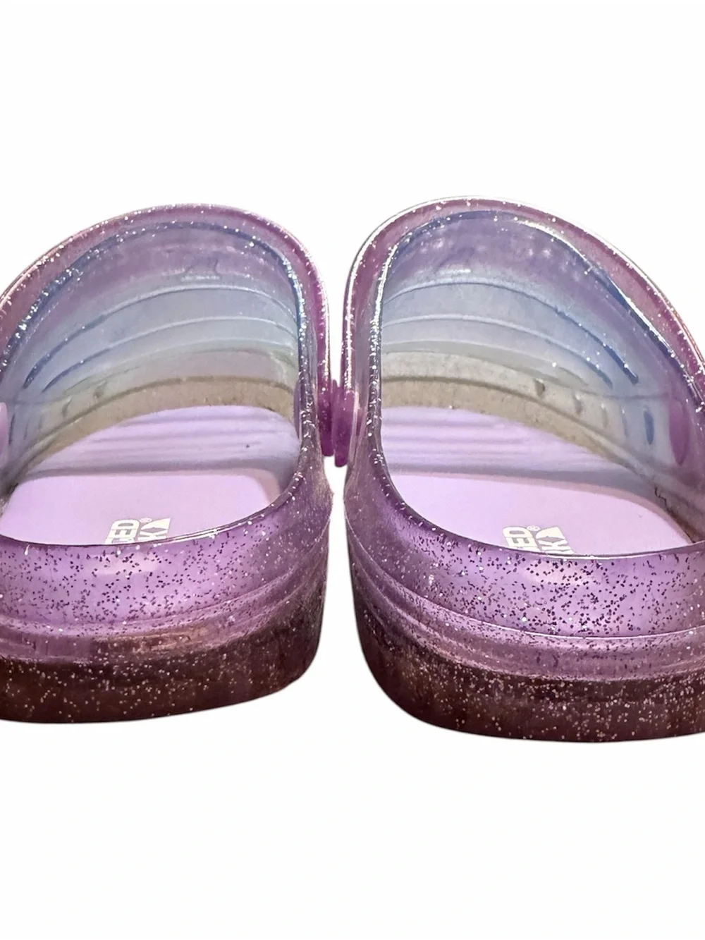 Glitter Translucent Jelly Clog Sandals - Purple to Blue Ombre Girls size 3 - Picture 3 of 8